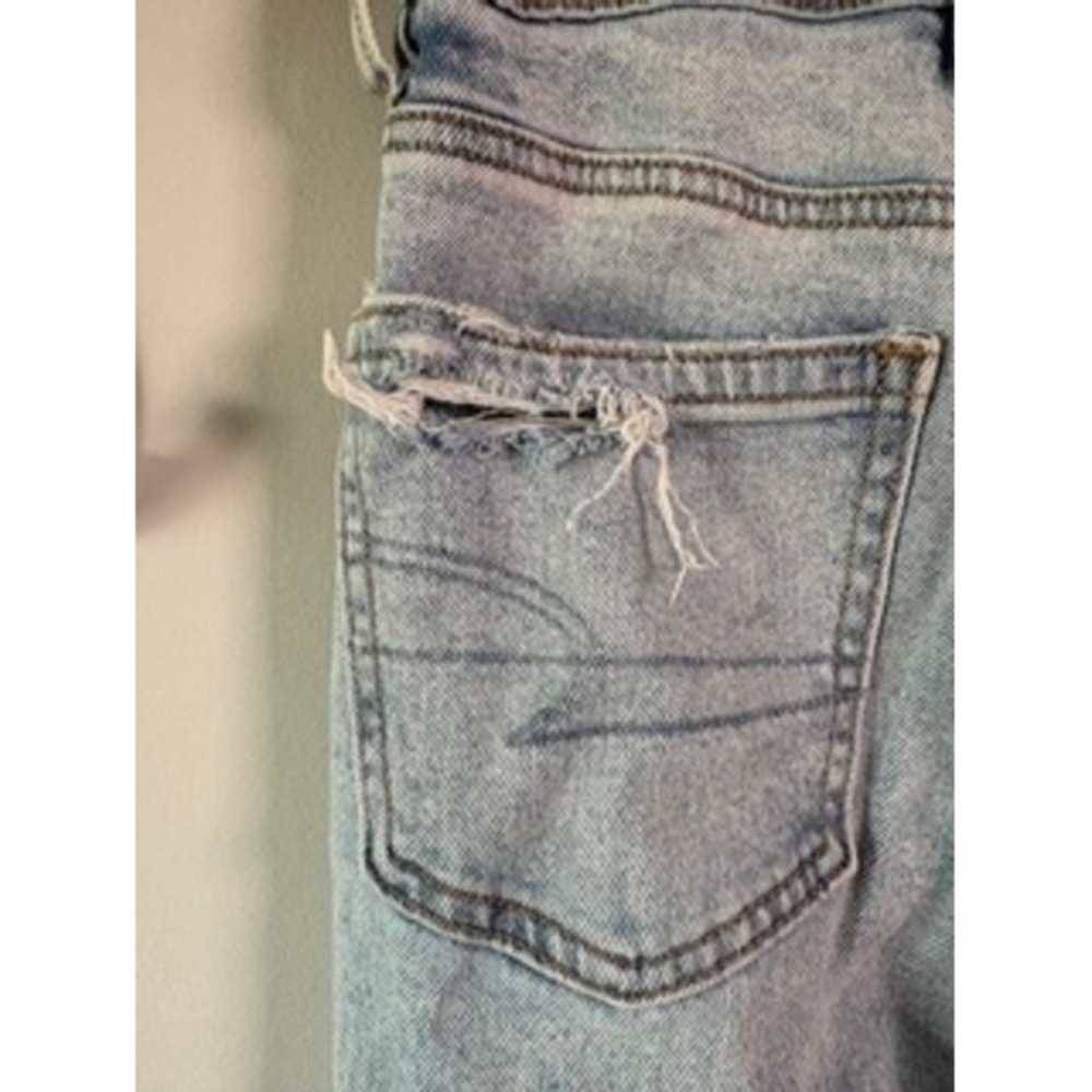 American Eagle Strigid Jeans Women's Size 0 Short Blue Distressed High Rise - Picture 8 of 10